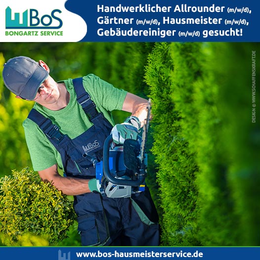 Handwerklicher Allrounder (m/w/d), Gärtner (m/w/d), Hausmeister (m/w/d), Gebäudereiniger (m/w/d) gesucht!